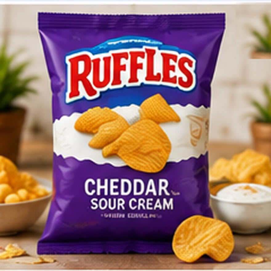 Ruffles Potato Chips, Cheddar & Sour Cream, 8 oz